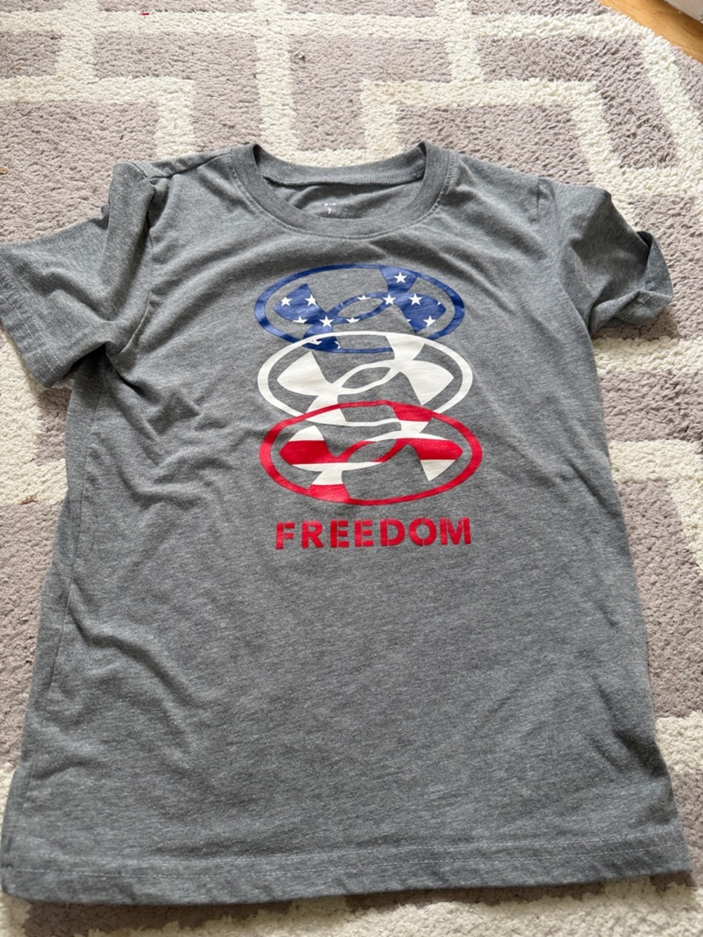 Under Armour Kids Gray Graphic Tee with Red White & Blue Print